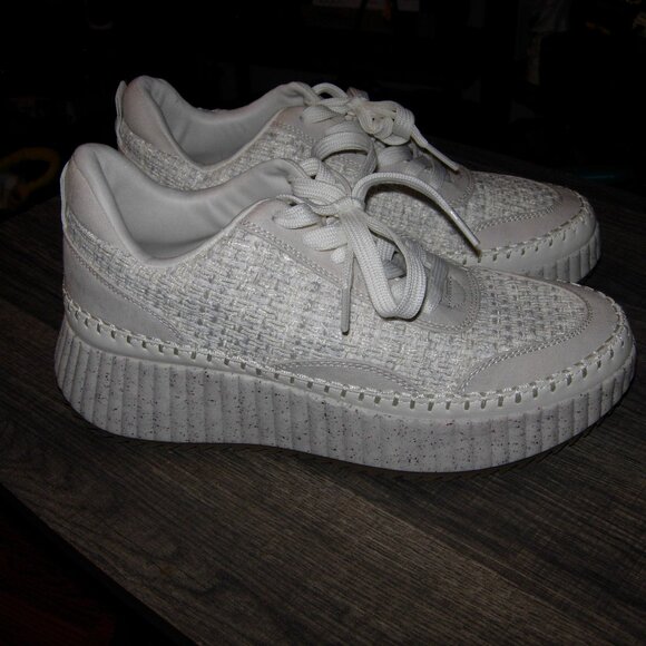 White Woven Persephone Platform Sneakers 9.5 - Picture 4 of 9